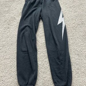 Aviator nation charcoal w/ white lighting bolt sweatpants